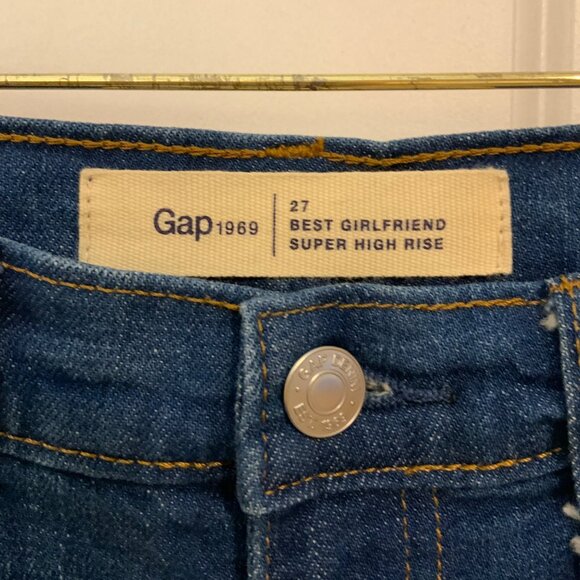 Gap Best Girlfriend Super High Rise Distressed Stretch Ankle Jeans Size 27 - Picture 4 of 11